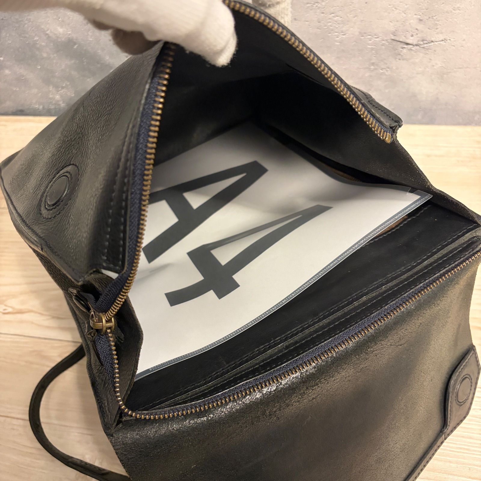 ✨genten ゲンテン ミネルヴァ 本革 コンパクトリュック 黒 A4収納 