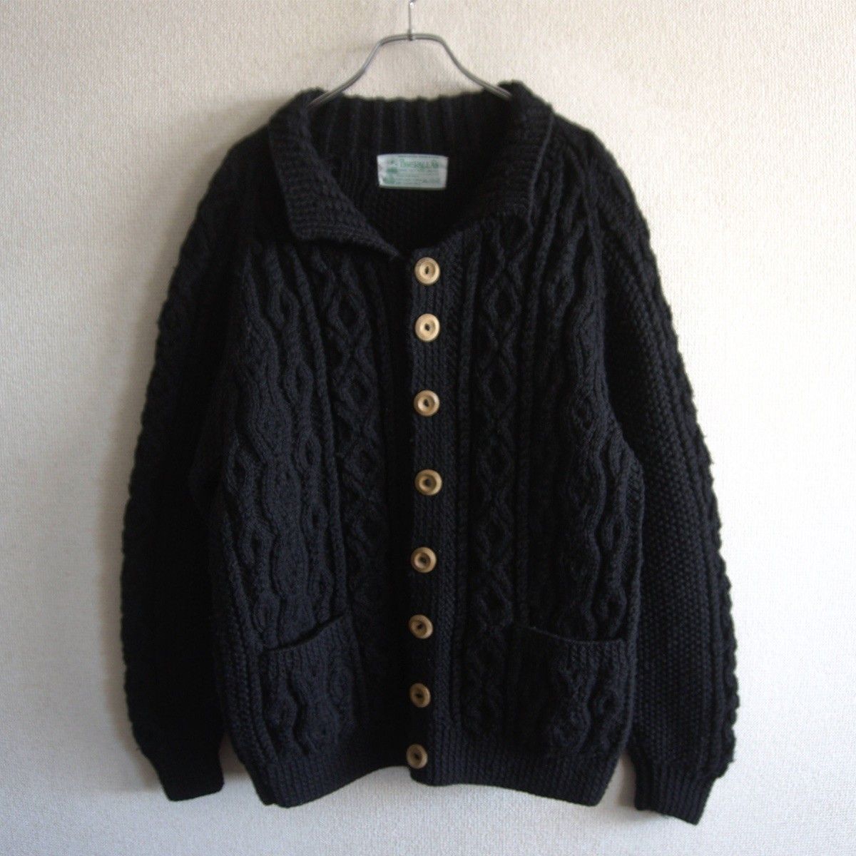 美品】INVERALLAN 【ケーブルニット カーディガン】ブラック インバー 