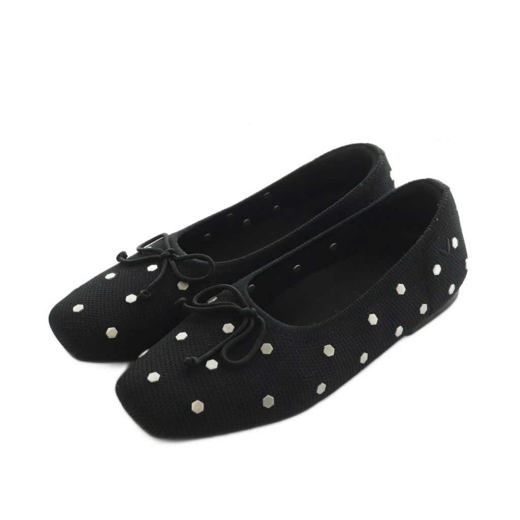 ビバイア VIVAIA フラットシューズ スクエアトゥ リボン 35 22.0cm 黒