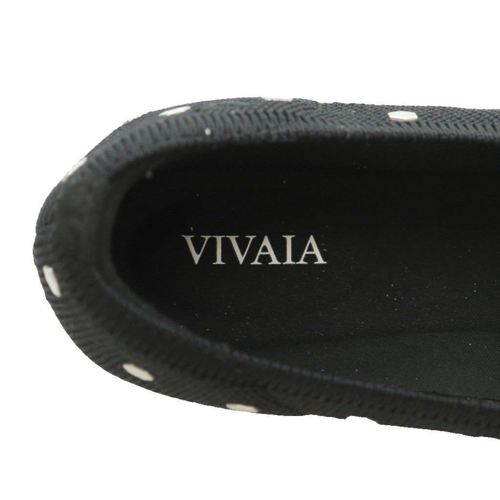 ビバイア VIVAIA フラットシューズ スクエアトゥ リボン 35 22.0cm 黒