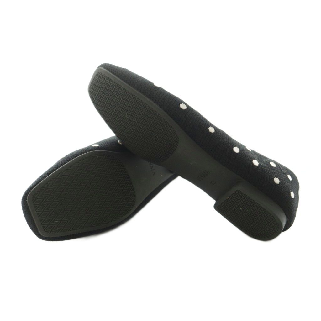 ビバイア VIVAIA フラットシューズ スクエアトゥ リボン 35 22.0cm 黒