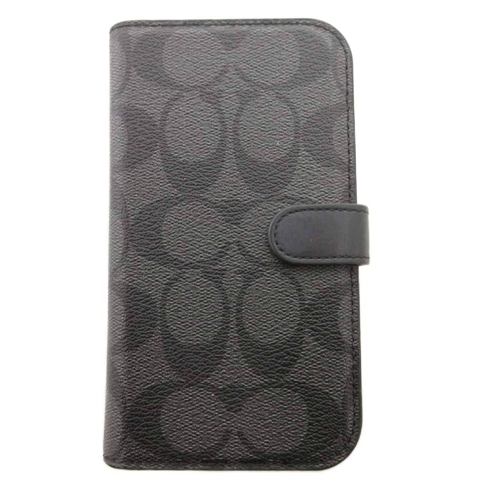 コーチ COACH スマホケース iPhone15 カバー 手帳型 シグネチャー 黒