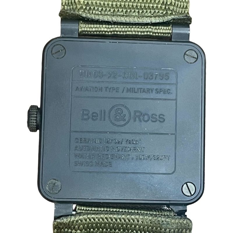  BELL ROSS ベル＆ロス ミリタリー BR03 92 腕時計メンズ 自動巻き カーキ文字盤 動作品 ジャンク品 12601K384 防寒アウター 自動巻き時計 腕時計(アナログ)