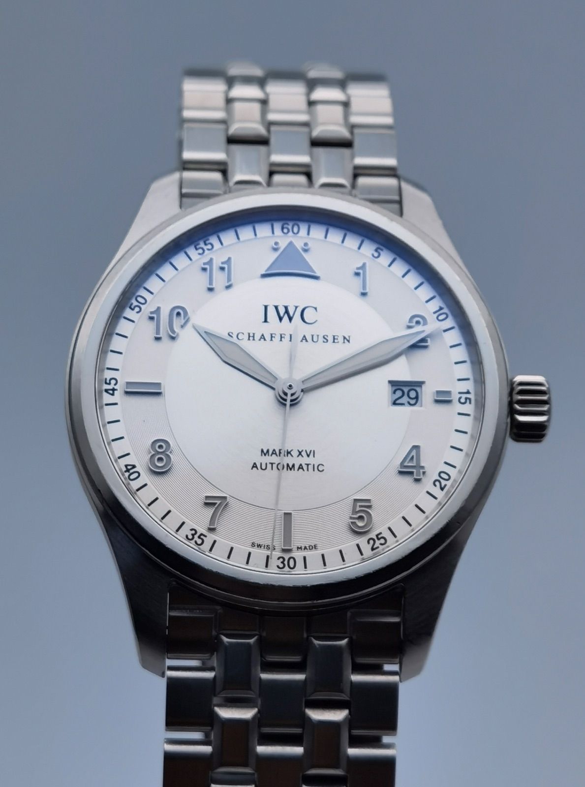 IWC パイロットウォッチ スピットファイア マーク XVI IW325505 デイト シルバー文字盤 SS 自動巻 メンズ 腕時計