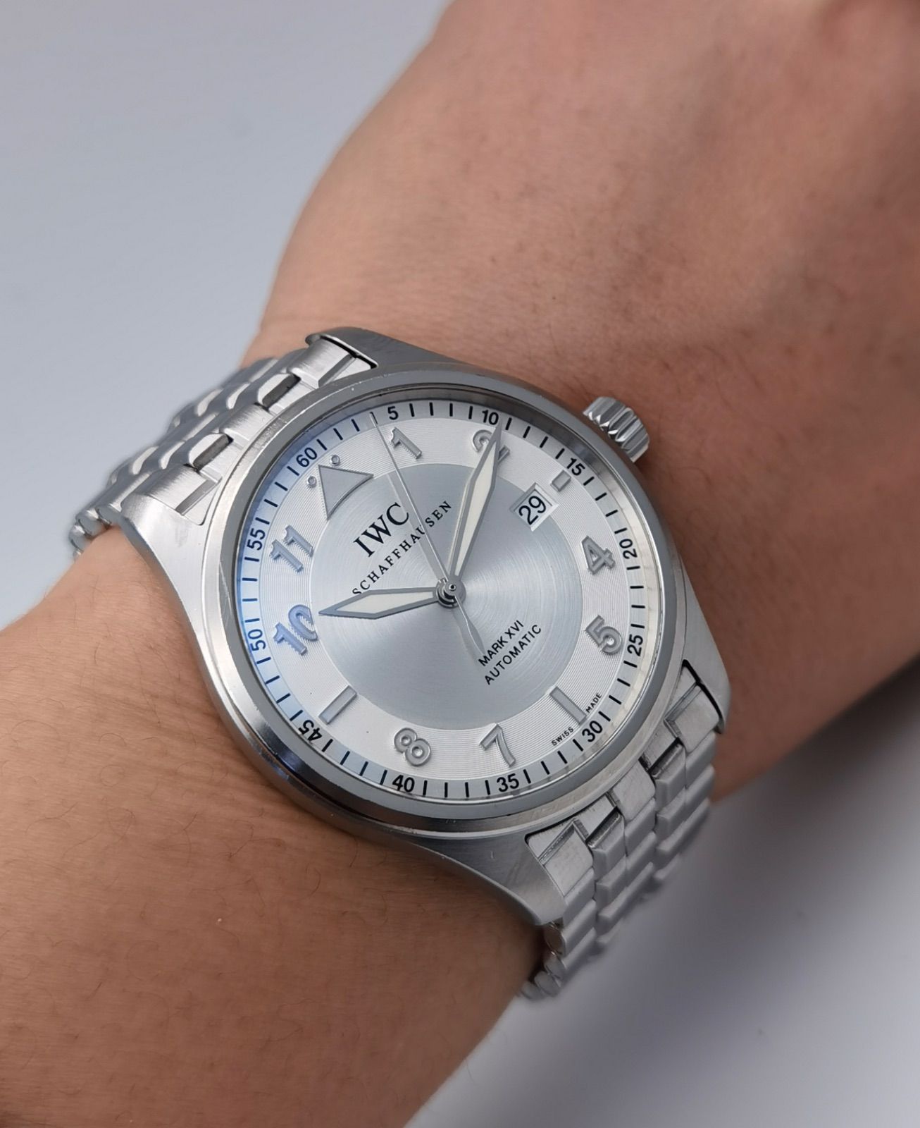  IWC パイロットウォッチ スピットファイア マーク XVI IW325505 デイト シルバー文字盤 SS 自動巻 メンズ 腕時計 抜け感 自動巻き時計 腕時計(アナログ)