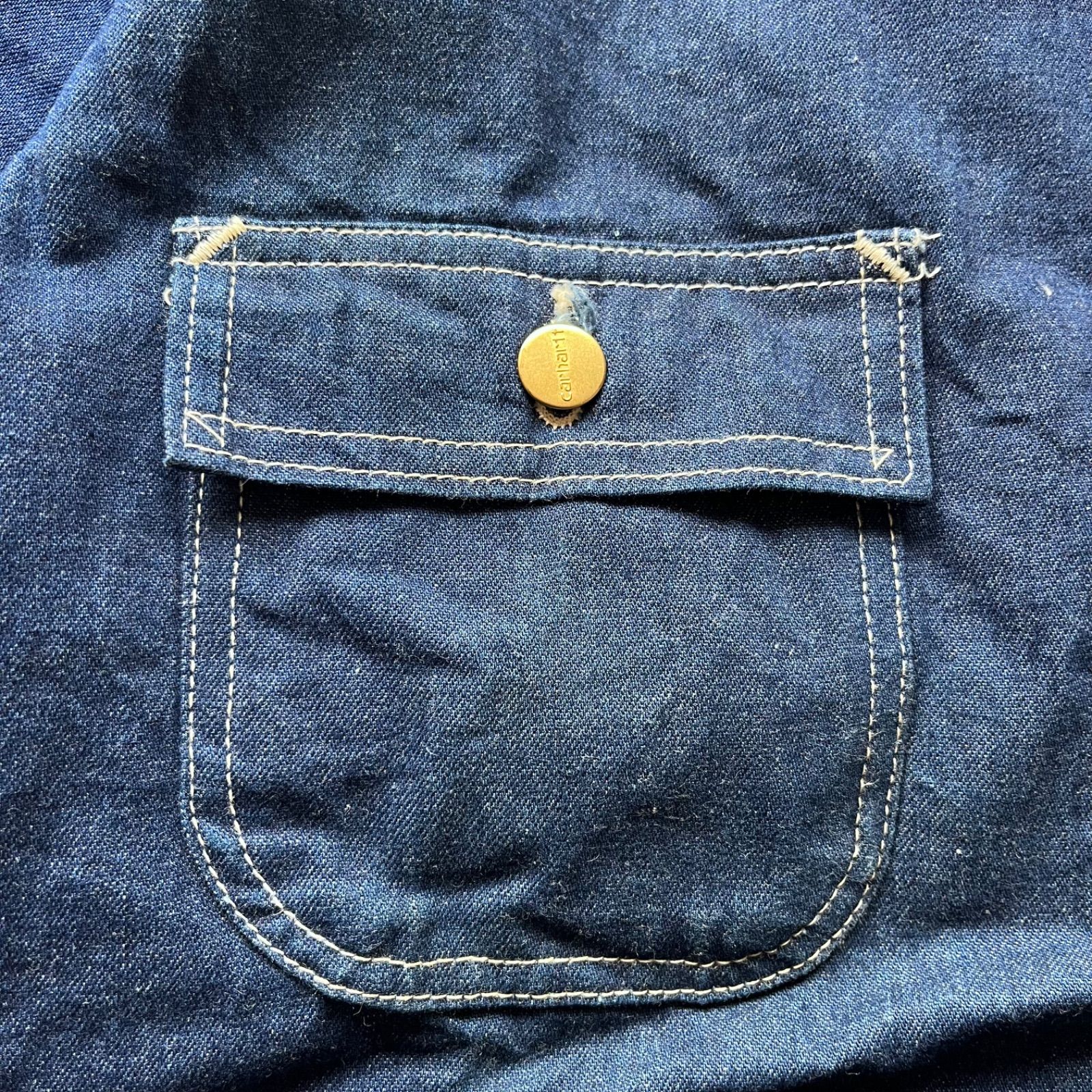 y072103 Carhartt デニムカバーオール チョアコート 濃紺 4ポケ carhartt カーハート チョアコート カバーオール デニム 90s USA