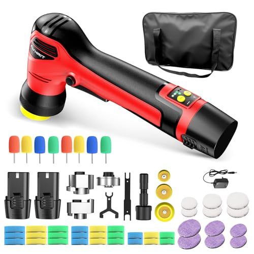 迅速に発送 ミニポリッシャー 車 コードレス 電動ポリッシャー 充電式 ダブルアクションポリッシャー DAブロック 3 mm|8 mm|10 mm 付属 30 mm|50 mm|75ｍｍパッド対応 3000~6500 rpm 六段階変速 バッテリー f d 88 49