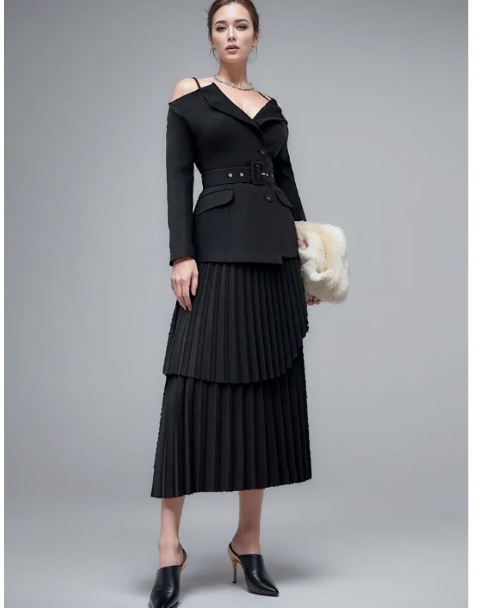 エレガント セットアップ 長袖 ジャケット スカート