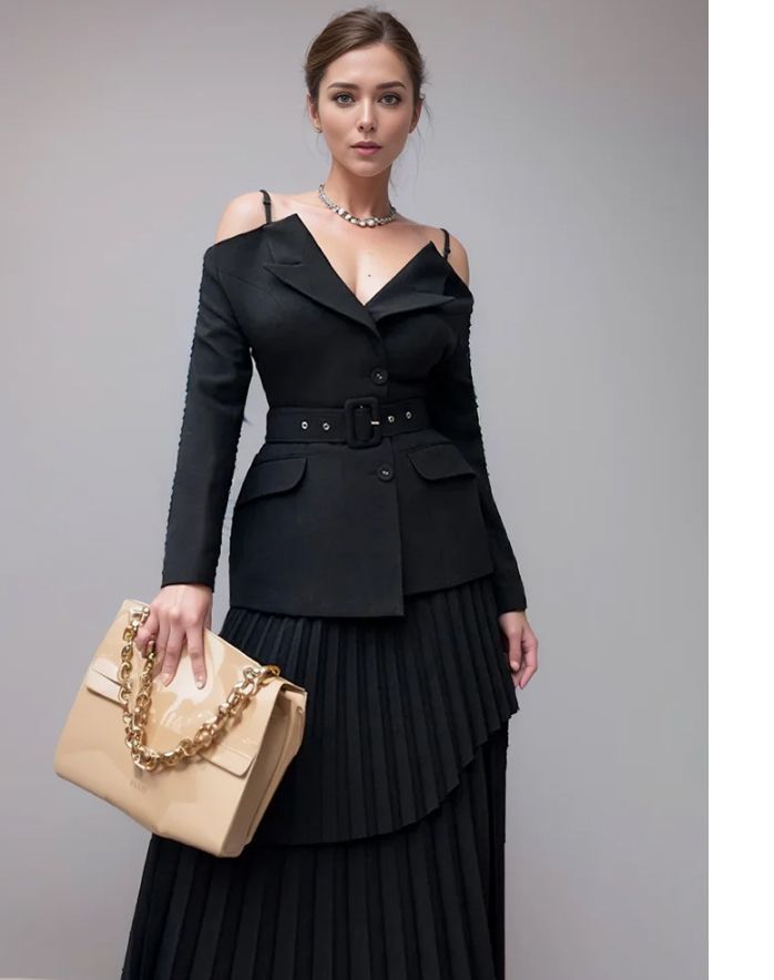 エレガント セットアップ 長袖 ジャケット スカート