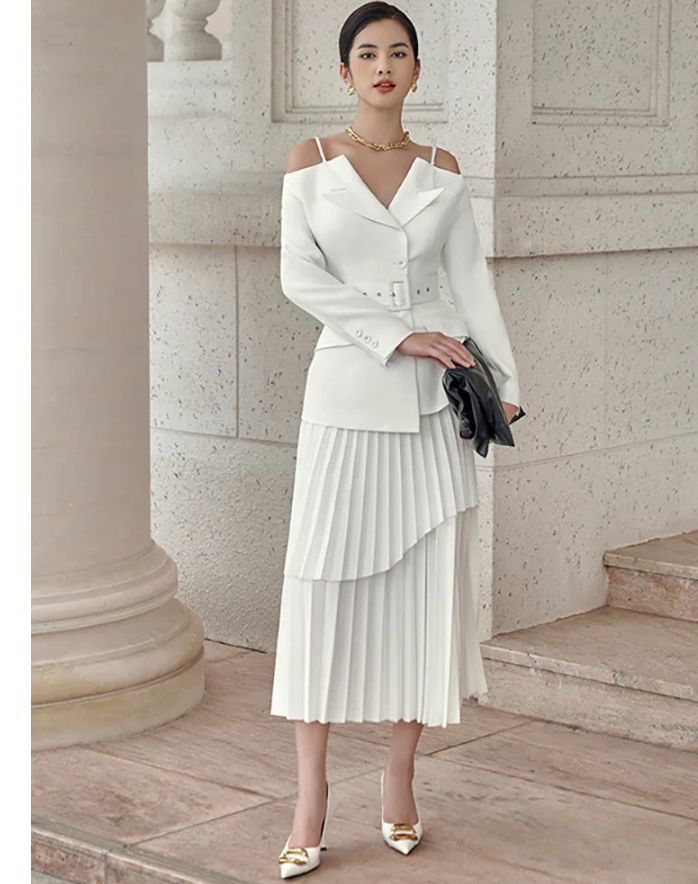 エレガント セットアップ 長袖 ジャケット スカート