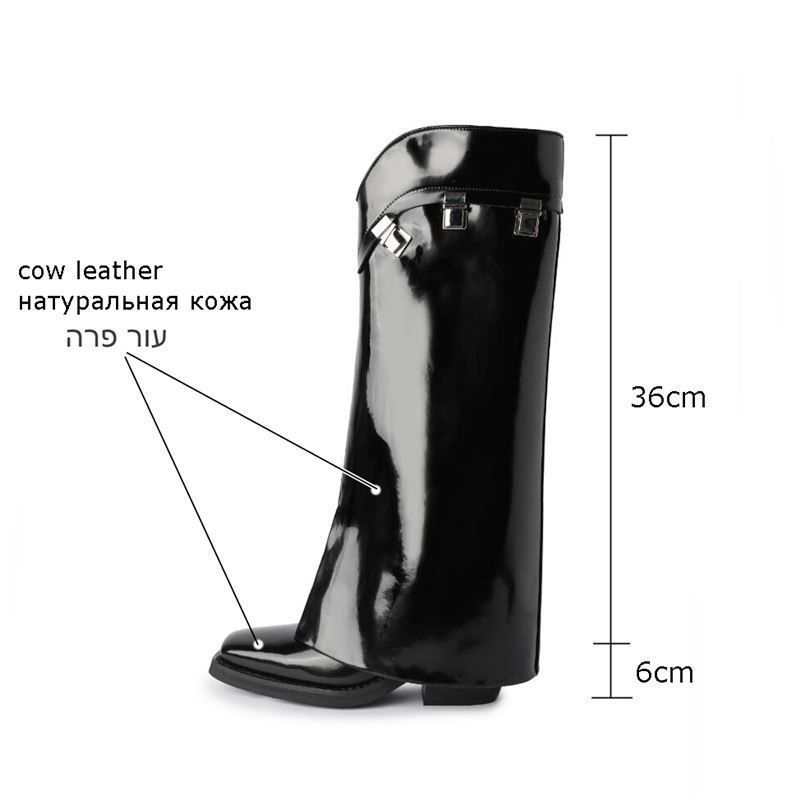 おススメ 折り返し ロングブーツ モード ブラック ショート