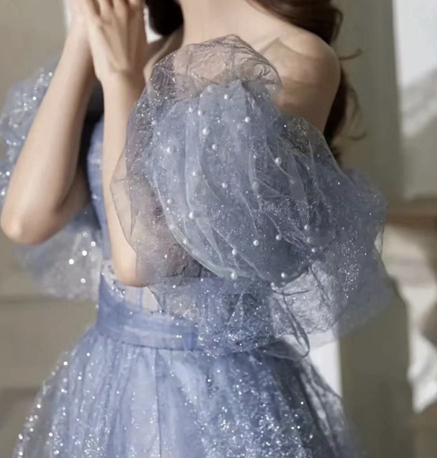 オフショルダー フェミニン シフォン パーティードレス 韓国