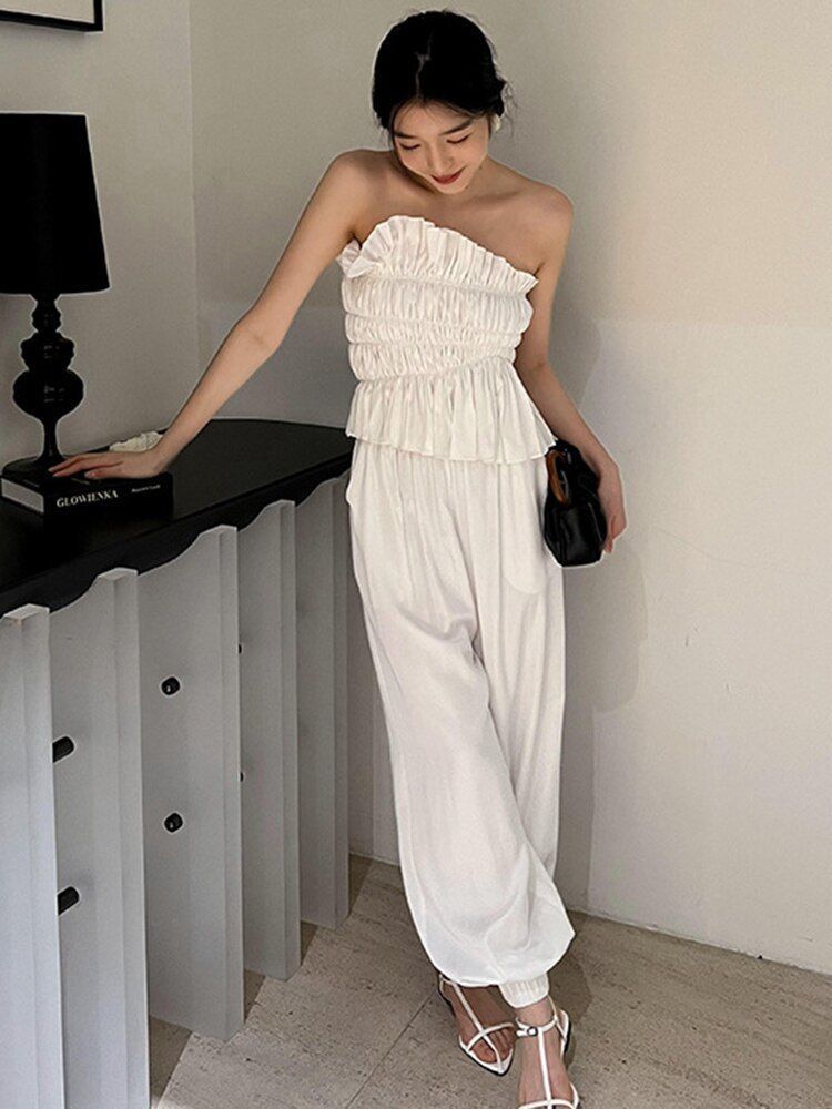 オフショルダーブラウス リュクス パンツ セットアップ 結婚式