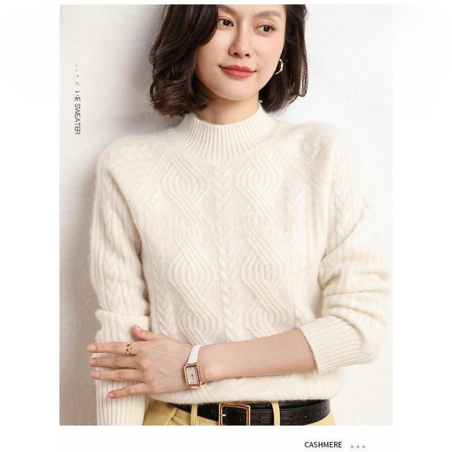 カシミヤセーター カシミヤ ハイネックセーター ウールセーター レディース ハイネック ニット トップス プルオーバー 無地 シンプル ゆったり 長袖 秋冬