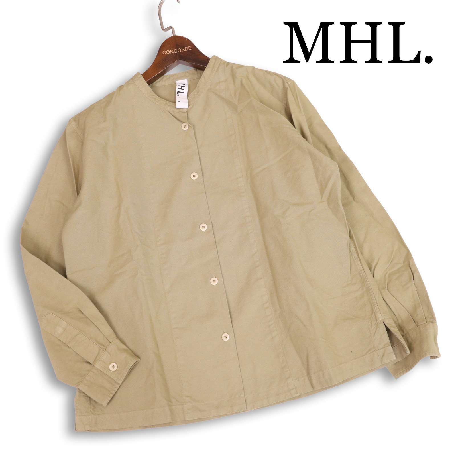 MHL. マーガレットハウエル 通年☆ 長袖 コットン バンドカラー シャツ 