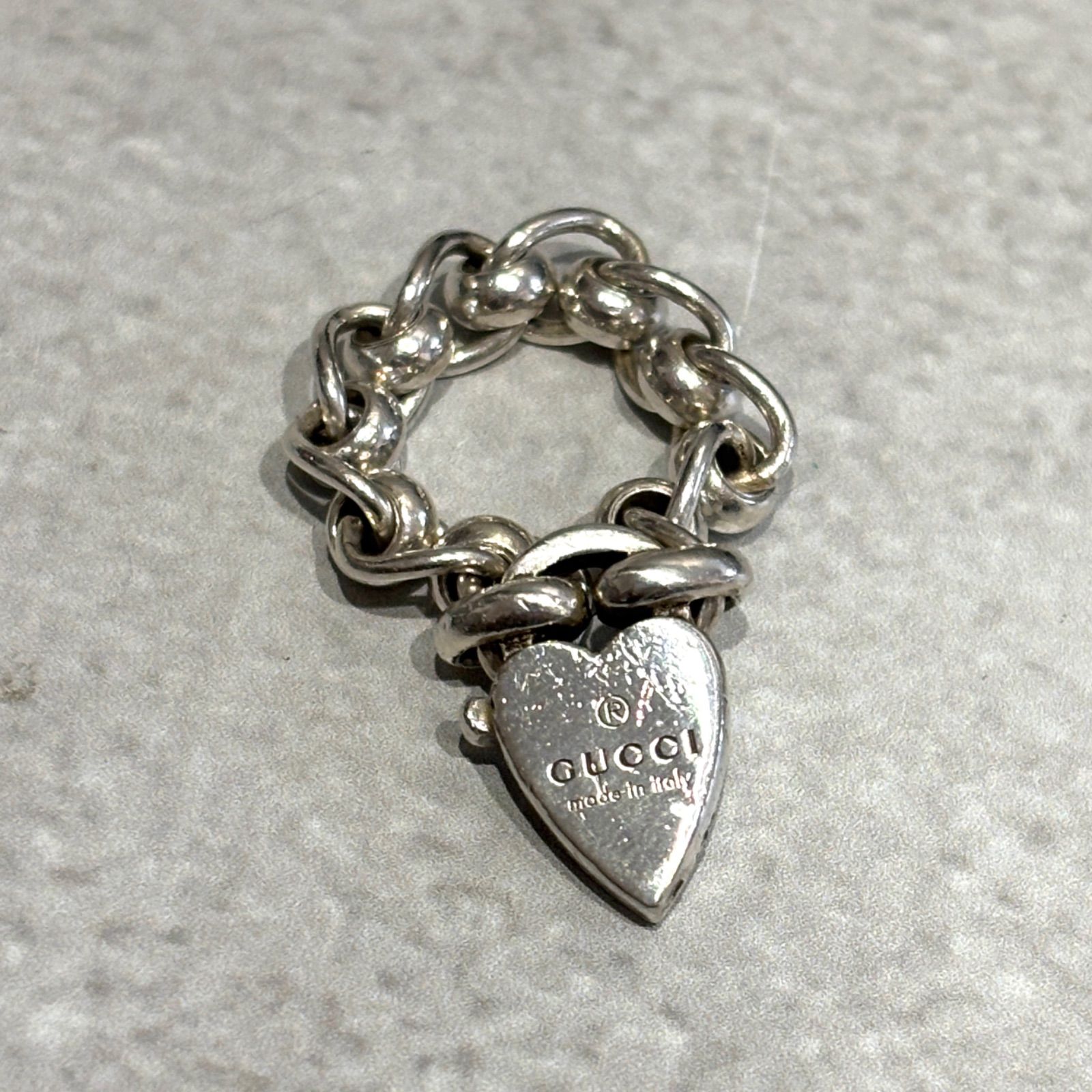 希少 GUCCI グッチ ハート チェーンリング 指輪 シルバー SV925 6号