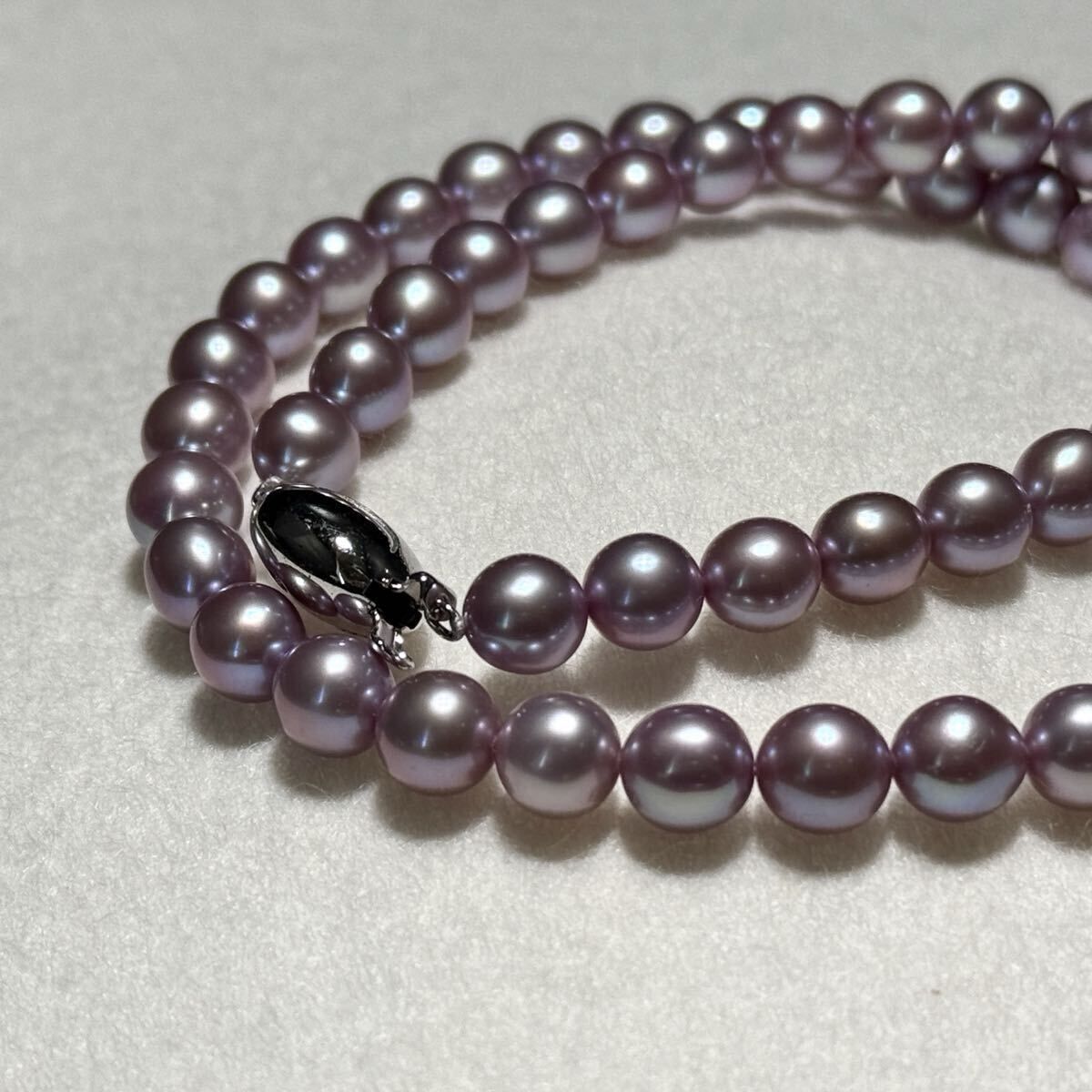 照り最強】TASAKI タサキ リアルパール ネックレス ラベンダーピンク系