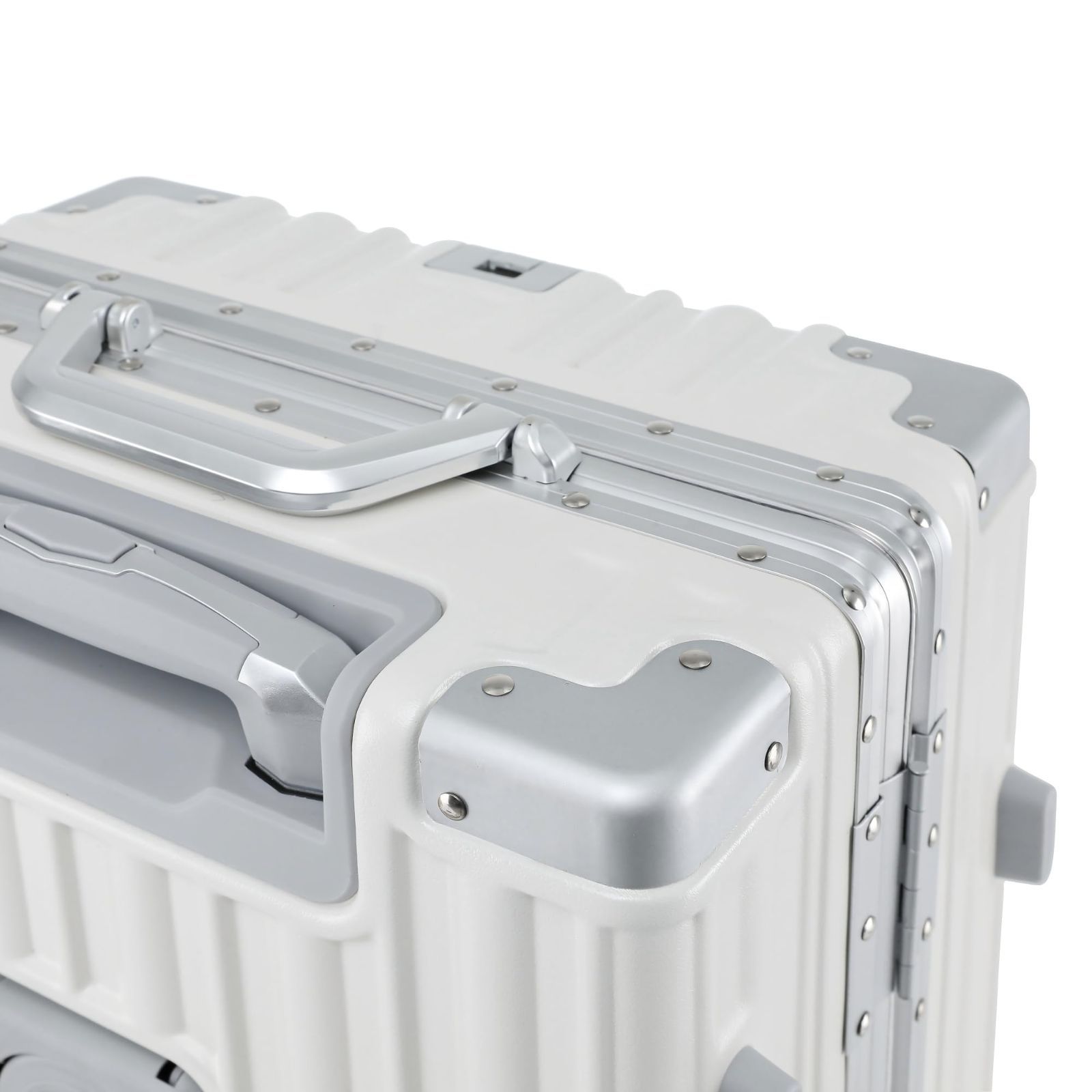 新商品 ～ 6泊 Lサイズ シルバー 4 65 L フレームタイプ キャリーケース 軽量 耐衝撃 大容量 大型 フック付き TSAロック ダブルキャスター キャリーバッグ カップホルダー スーツケース 出張 ビジネス 修学旅行 WanderMore