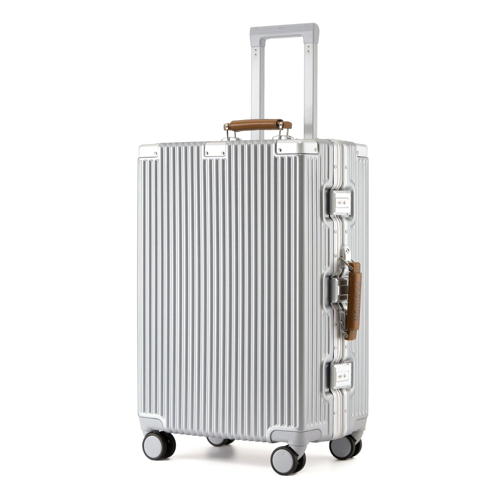 機内持ち込み キャリーケース 大型 大容量 軽量アルミフレーム式 キャリーバッグ 静音 ダブルキャスター スーツケース TSAロック レトロ おしゃれなハンドル 手に優しい設計 入学 Roamifyland 海外旅行出張 Mサイズ シルバー 4