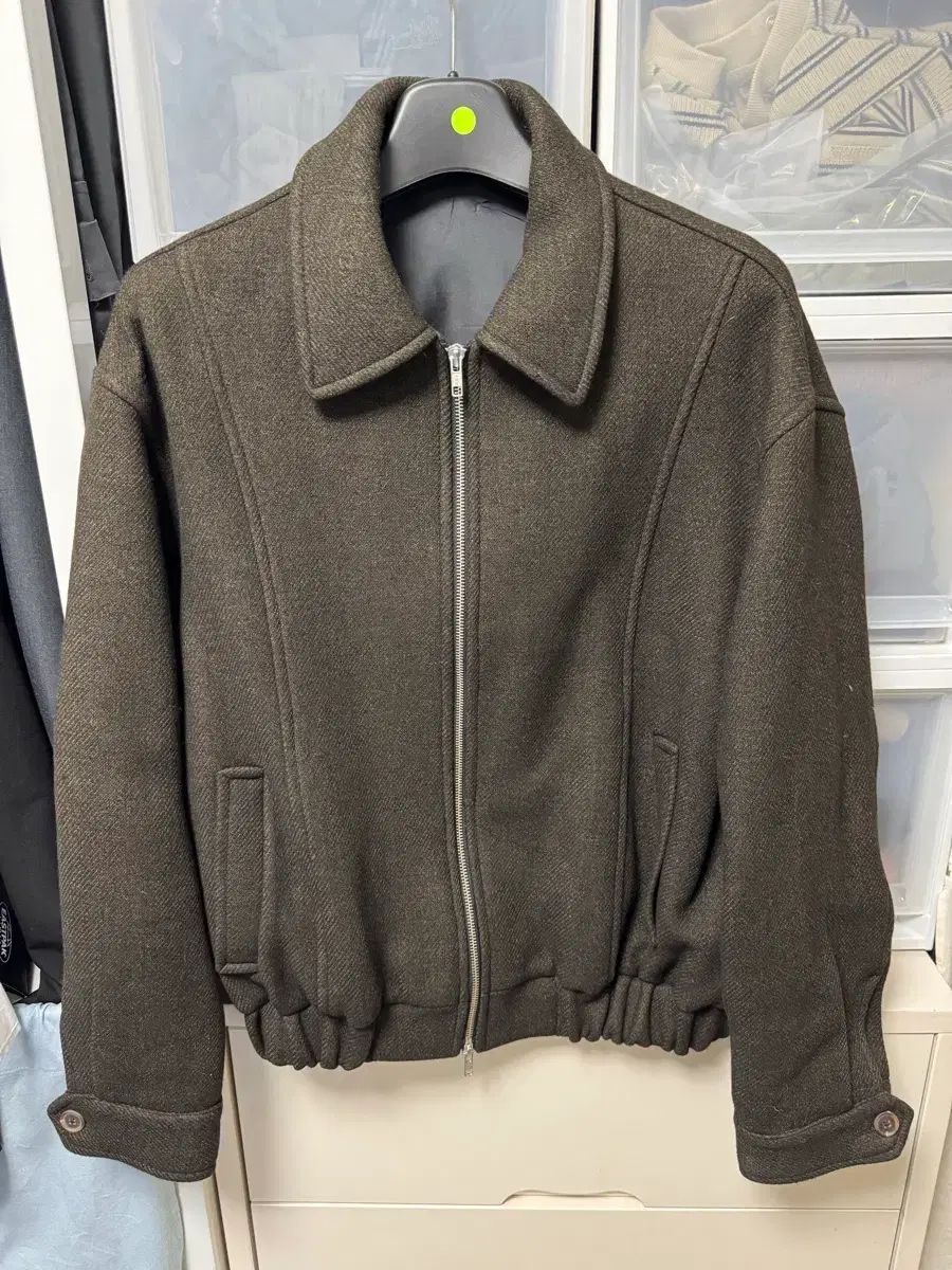 MODIFIED ウール ヘリンボーン ブルゾン ダークブラウン Lサイズ