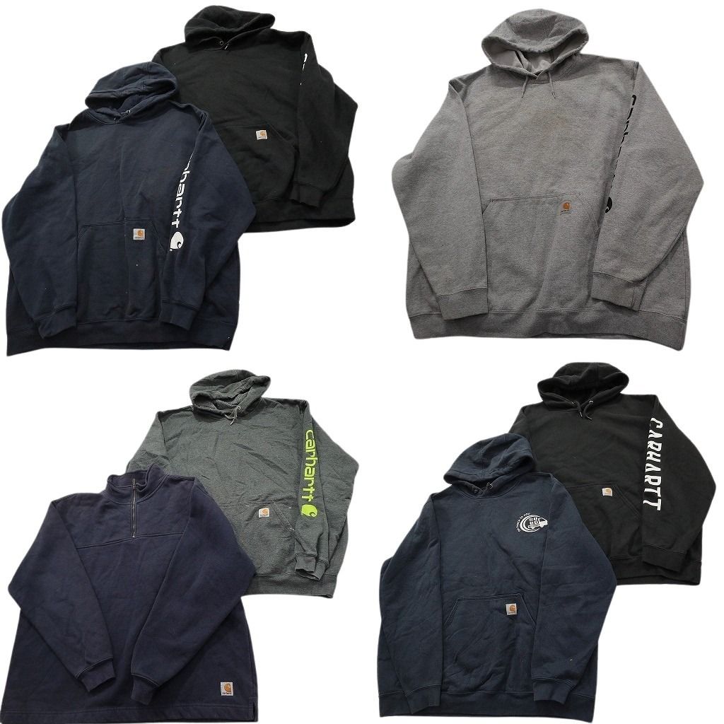 驚きの破格値，驚きの破格値，HOT 古着卸 まとめ売り カーハート carhartt スウェット 7枚セット (メンズ XL /2XL ) 袖プリント フーディー ハーフジップ 中古 古着 ND7267 トレーナー・スウェット
