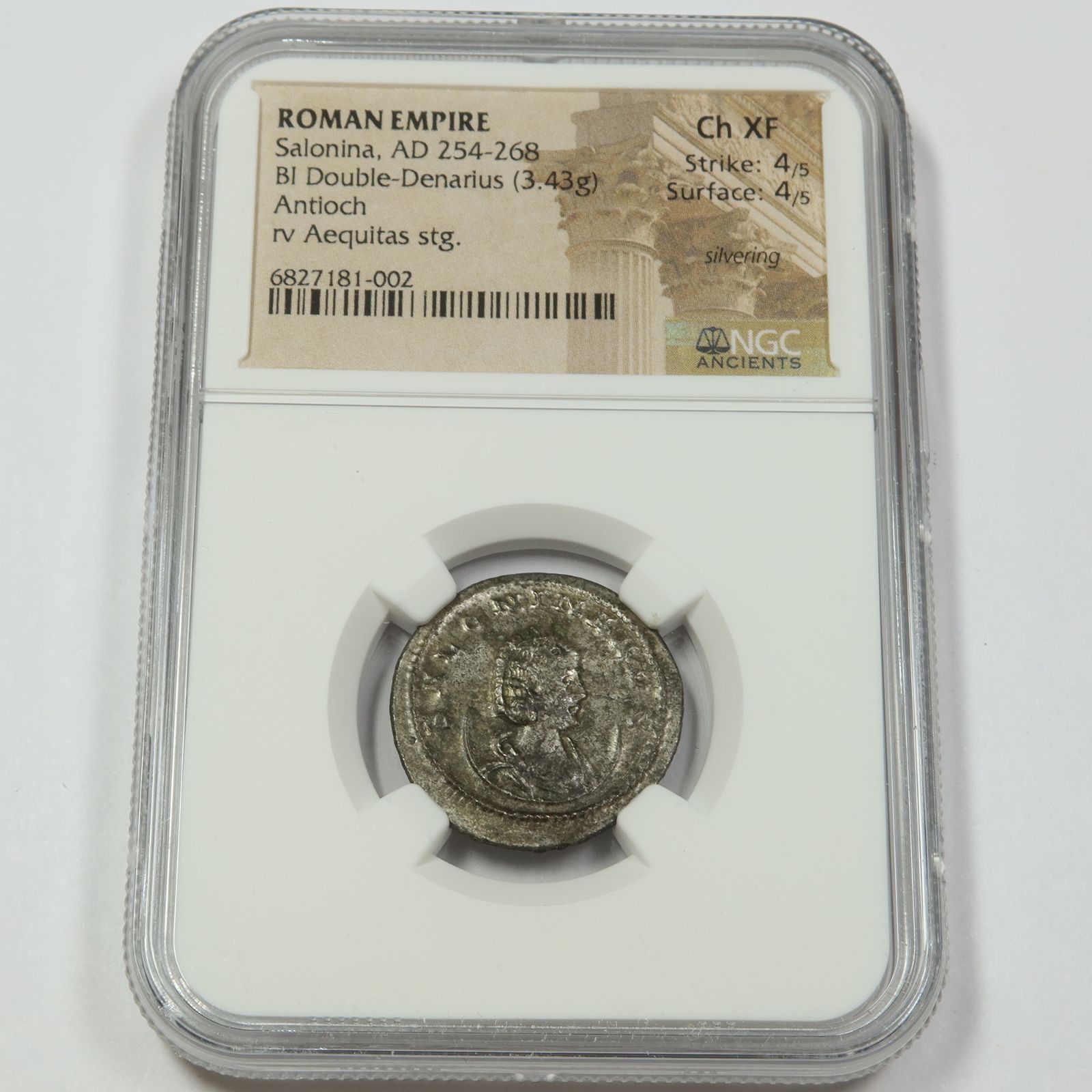 254-268年 NGC 古代 Ch XF - ローマ帝国 - BI ダブルデナリコイン