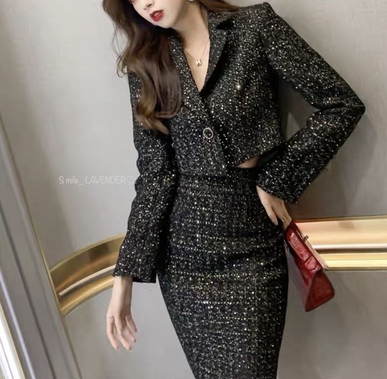 セットアップ スーツ ジャケット＋スカート タイト 韓国 h 114