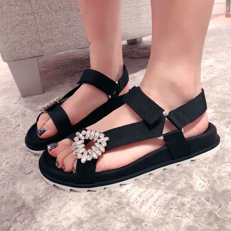 キラキラカジュアルビジューサンダル夏おしゃれ