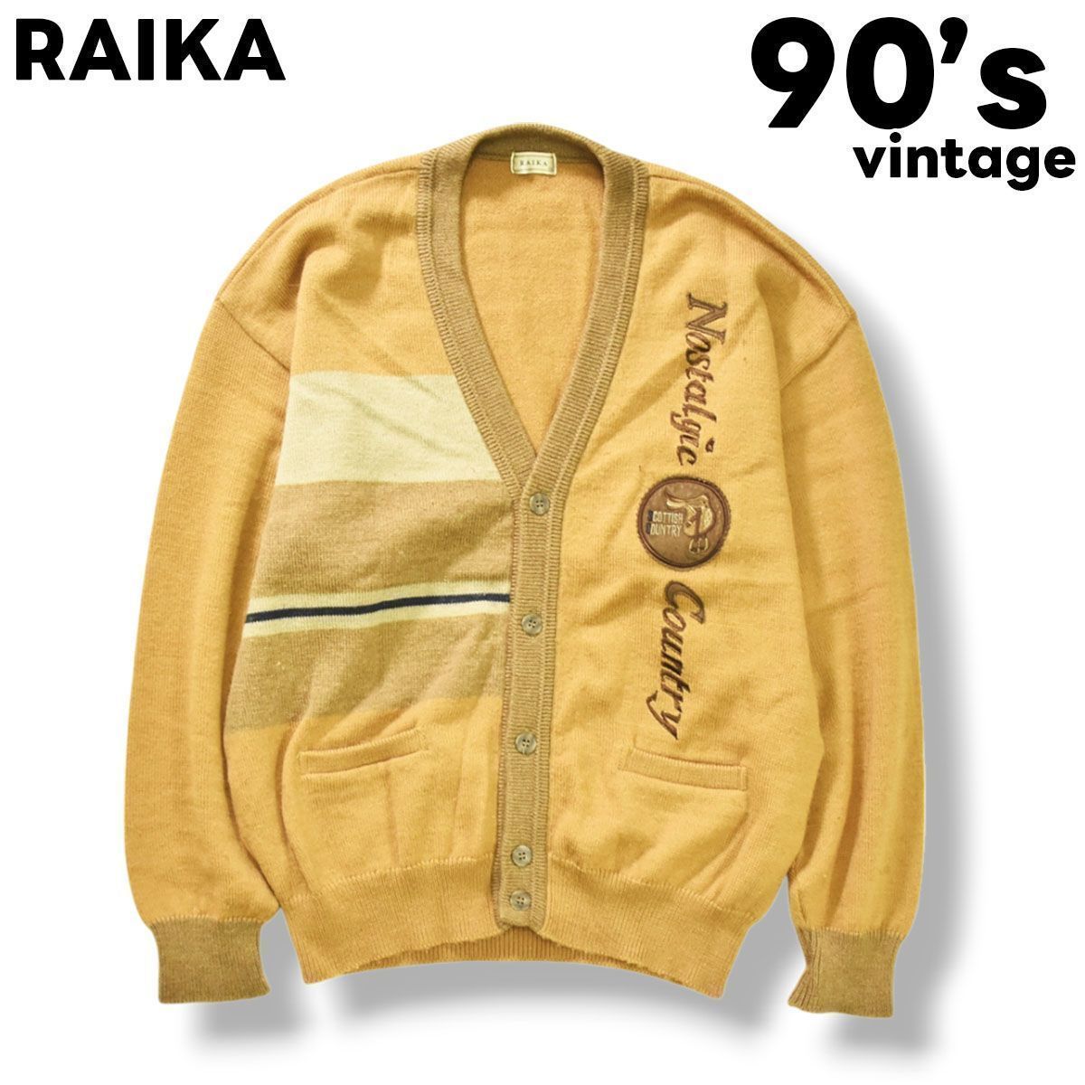 好デザイン】 90sヴィンテージ 日本製 ライカ RAIKA 刺繍 レザー 