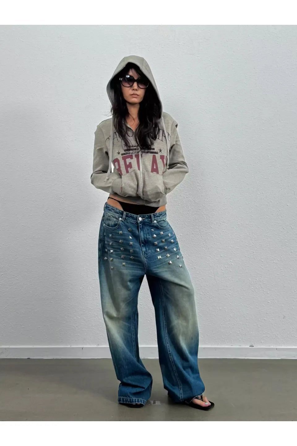 NO E MOSEN｜BLUE DISTRESSED WHISKER WASH BAGGY LOOSE STRAIGHT 