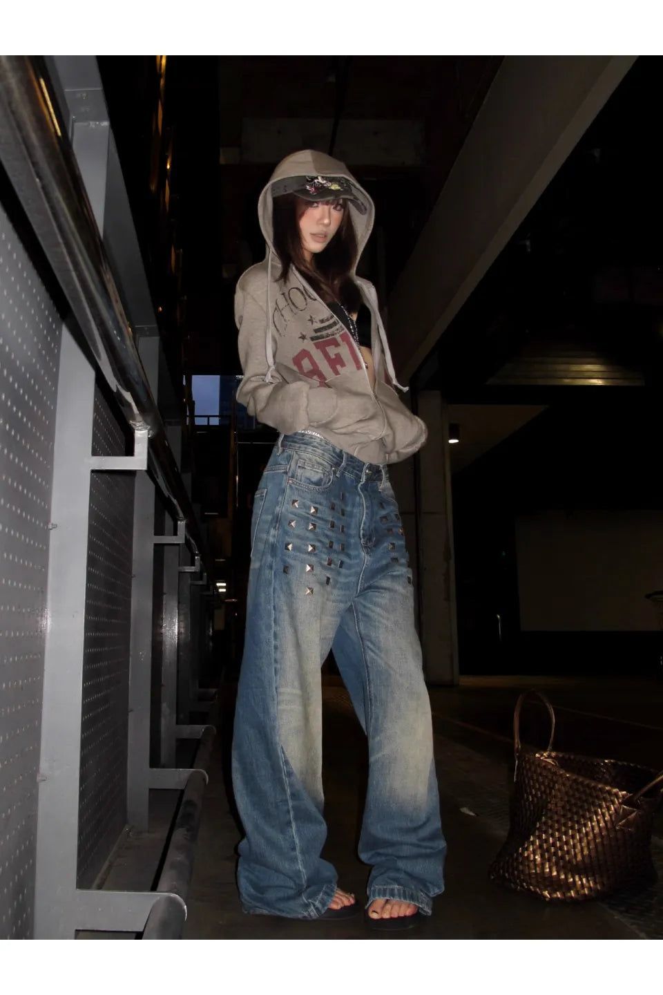 NO E MOSEN｜BLUE DISTRESSED WHISKER WASH BAGGY LOOSE STRAIGHT 