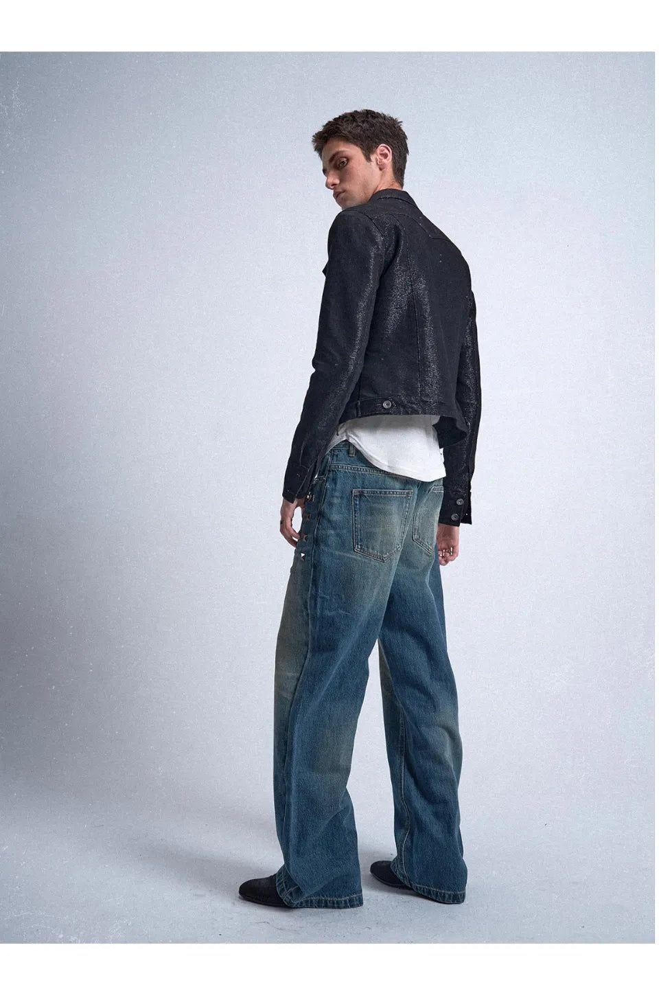 NO E MOSEN｜BLUE DISTRESSED WHISKER WASH BAGGY LOOSE STRAIGHT 