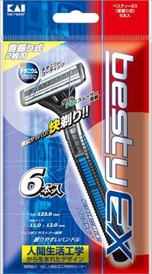 【まとめ買い-100点セット】ベスティＥＸ（首振り）６Ｐ 【 貝印 】 【 男性用カミソリ 】