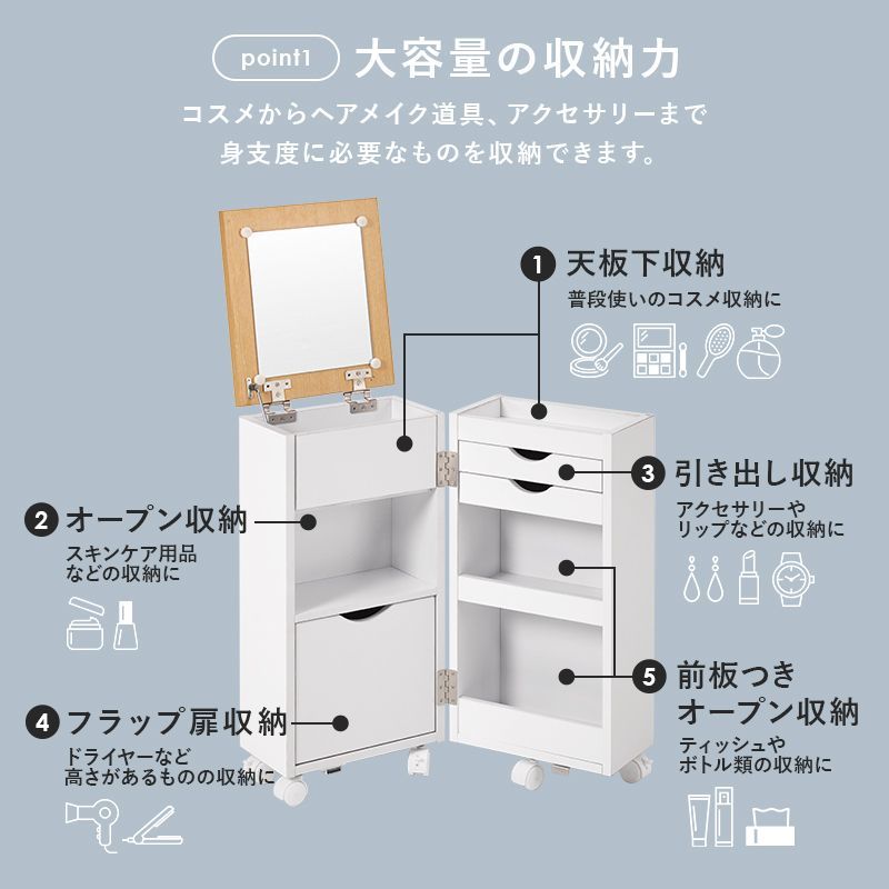 コスメワゴン（ホワイト） MUD-6678WH - メルカリ