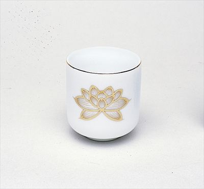 【まとめ買い-96点セット】白上金ハス湯呑　１．６寸 【 マルエス 】 【 仏具 】