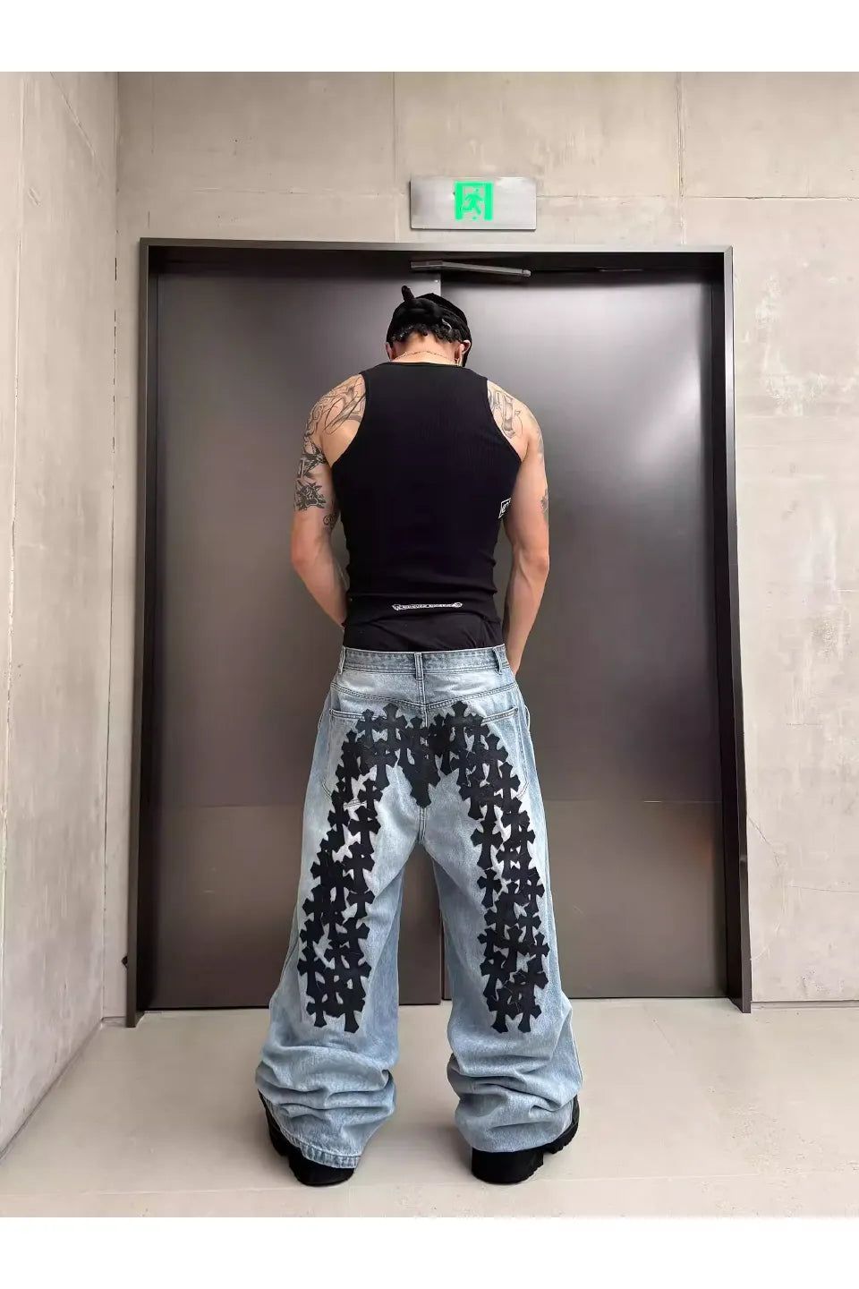 RYE CHASIN｜CROSS PATCH ART BAGGY DENIM - メルカリ