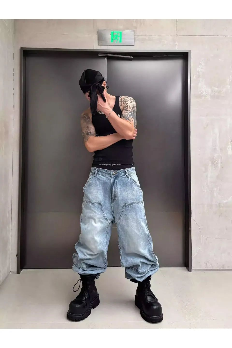 RYE CHASIN｜CROSS PATCH ART BAGGY DENIM - メルカリ