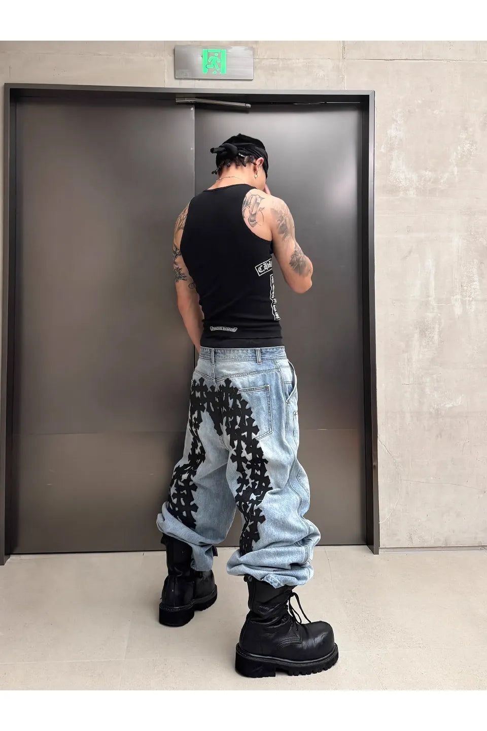 RYE CHASIN｜CROSS PATCH ART BAGGY DENIM - メルカリ