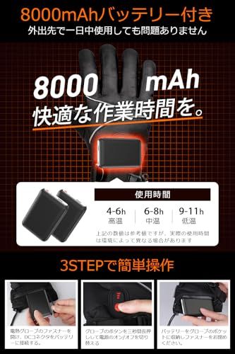 迅速に発送 電熱グローブ 2026年冬 16000 mAhバッテリー付き 電熱手袋 ヒーター手袋 バイク用 65℃最高温度 3 Mシンサレート 電気手袋 メンズ レディース DC給電 3段階温度調節 防寒グローブ スマホ対応 タッチパネル c 942 b 401