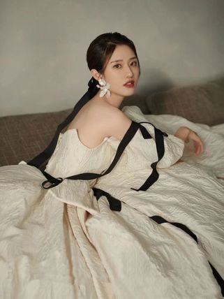  ウェディングドレス ジャガード オフショルダー リボン その他 文房具 事務用品