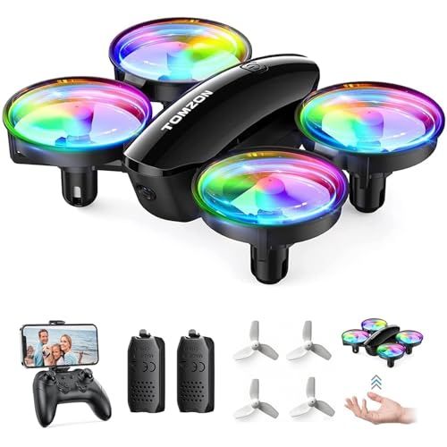 Tomzon ドローン 1080 Pカメラ付き 虹色LEDライト 100 g未満 子供向け HDカメラ 申請不要 トイドローン 放り投げ飛行 宙返り ワンキー離陸 ヘッドレスモード スピード3段階 モード1|2切替 光るおもちゃ 初心者 室内 7 ae 38 e 08