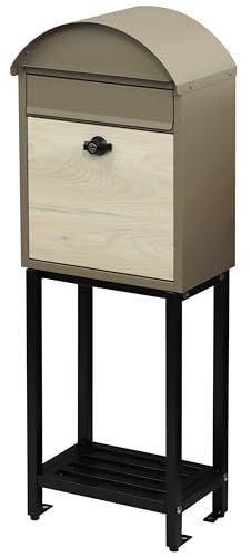 迅速に発送 スタンドポスト Simon ミルクティーベージュ|ホワイト木目 SDM-071 ポスト 郵便ポスト メールボックス おしゃれ 郵便受け 宅配ボックス 北欧風 鍵付き 自立 スタンド コンパクト 玄関 家庭用 99 cad 6 de