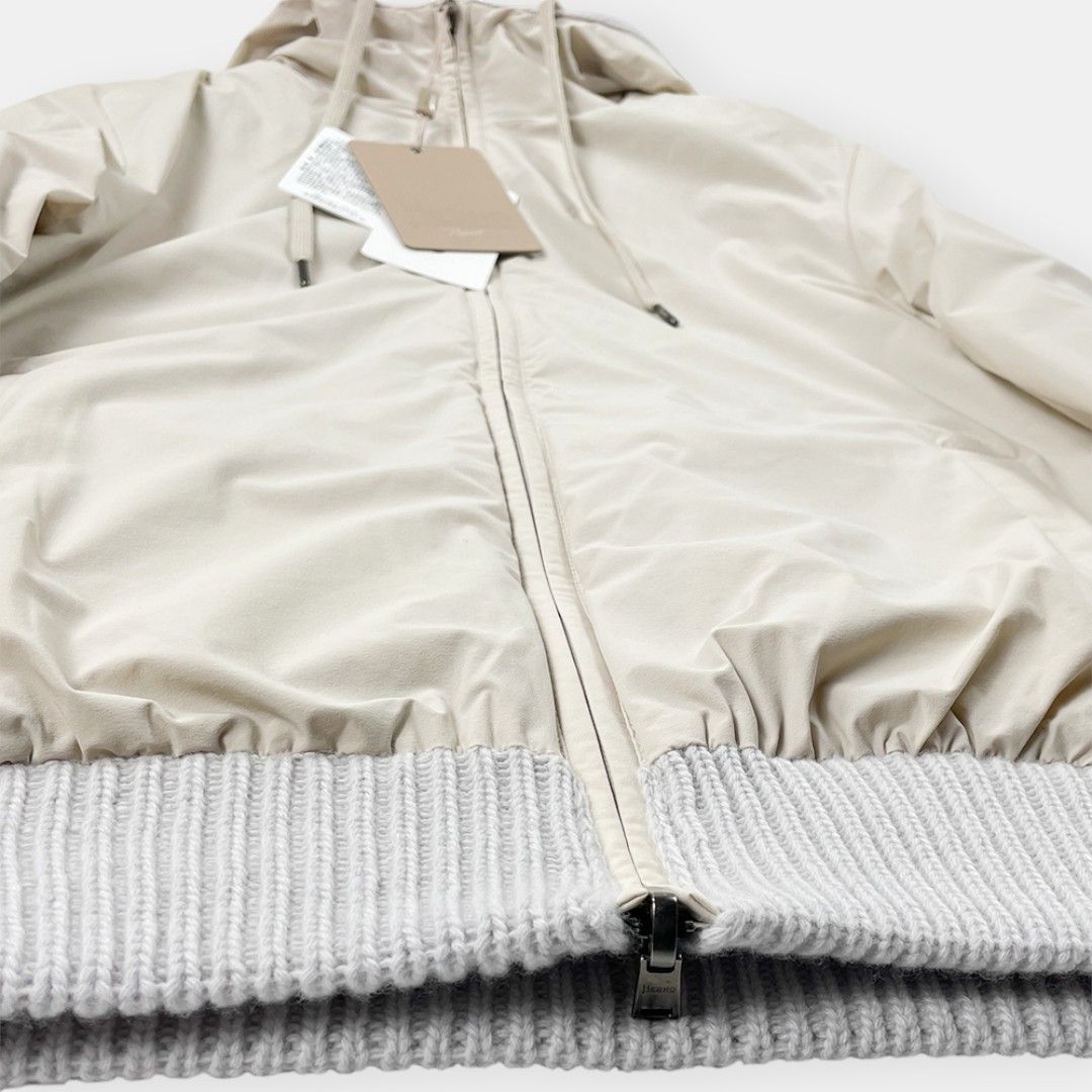未使用 HERNO RESORT 23AW ヘルノ ウール リバーシブル 中綿ブルゾン ジャケット MC00020UR グレージュ 44 ...