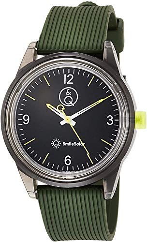 Q SmileSolar キューアンドキュー スマイルソーラー 腕時計 ソーラー アナログ 防水 ウレタンベルト RP 10 006 メンズ ブラック グリーン 彡 895 e 83 cb