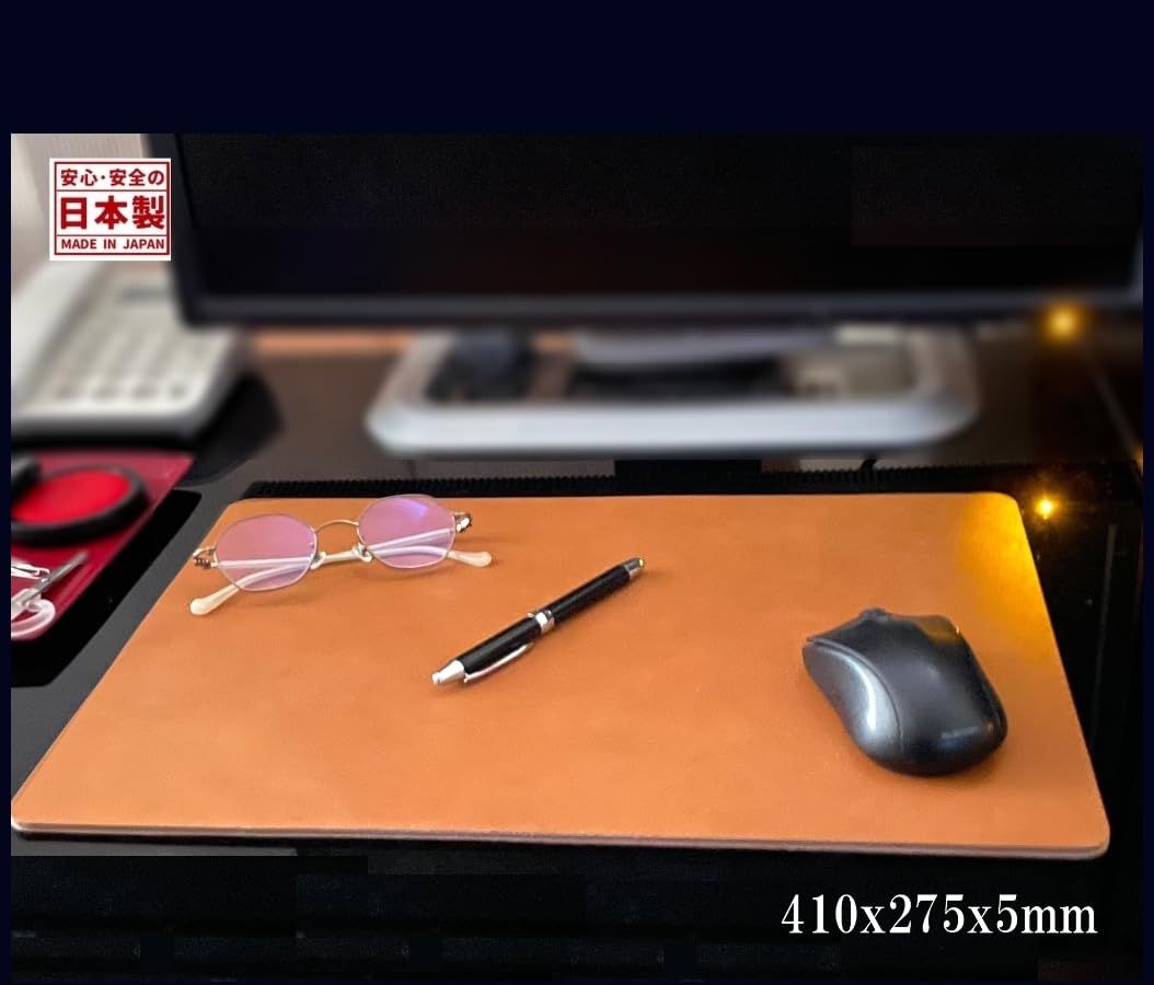 アカシアスタイル デスクマット 日本製 マウスパッド 厚 本革 革 張り合わせ 書斎 応接室 ご褒美 パソコン 新生活 箱入り ギフト プレゼント キャメル