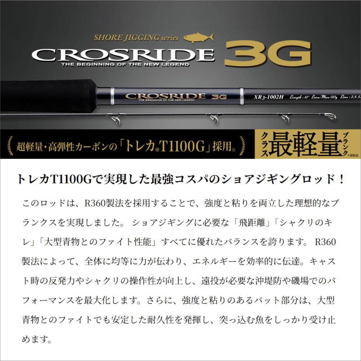 メジャークラフト ショアジギングロッド クロスライド 3 G XR 1002 M