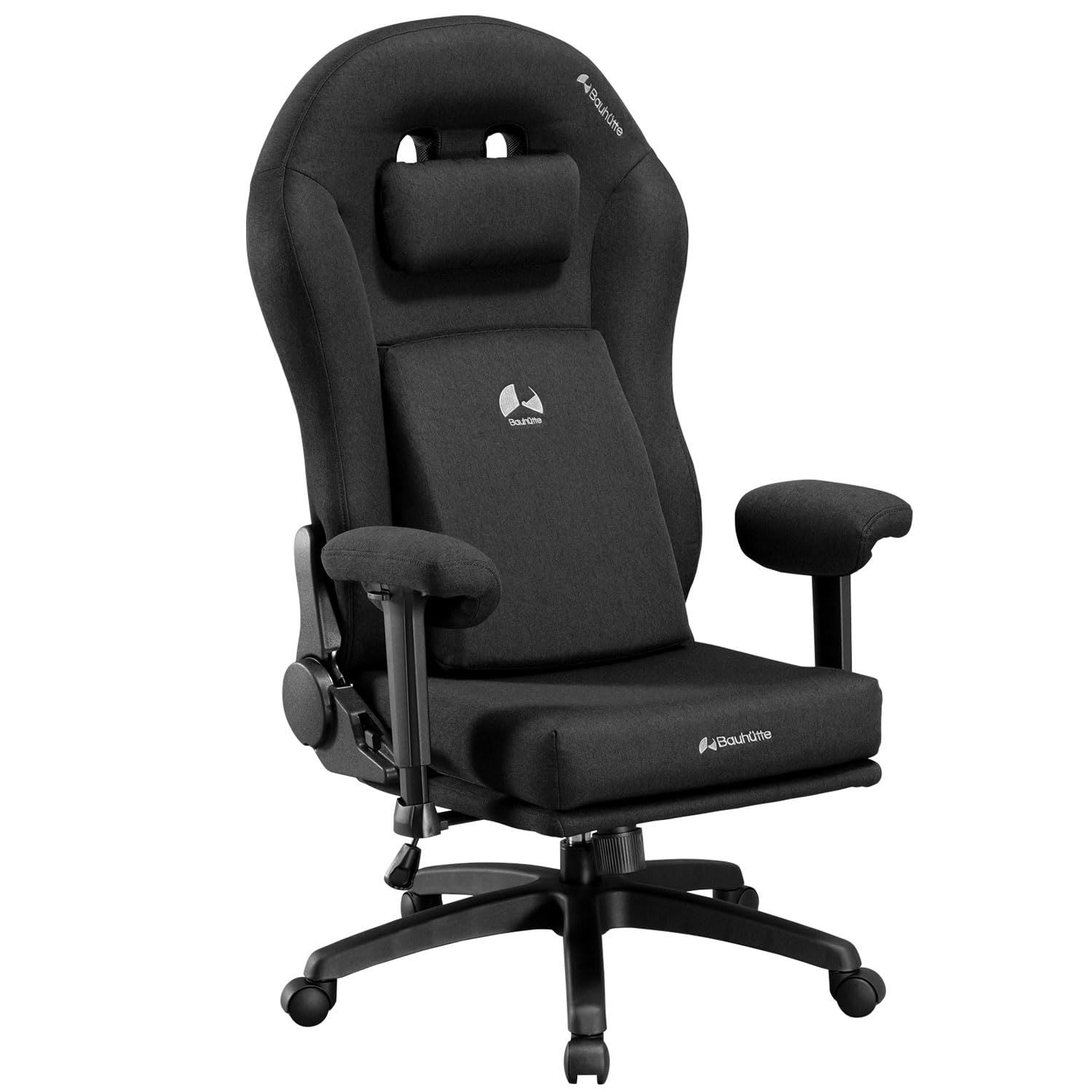 Bauhutte バウヒュッテ ストリーマーズチェア G 210 BK 盛れる配信のためのゲーミングチェア 大きな背もたれで小顔を演出 ソファーチェア ファブリック ポケットコイル ソファのような座り心地 リクライニング 配信機材 配信用