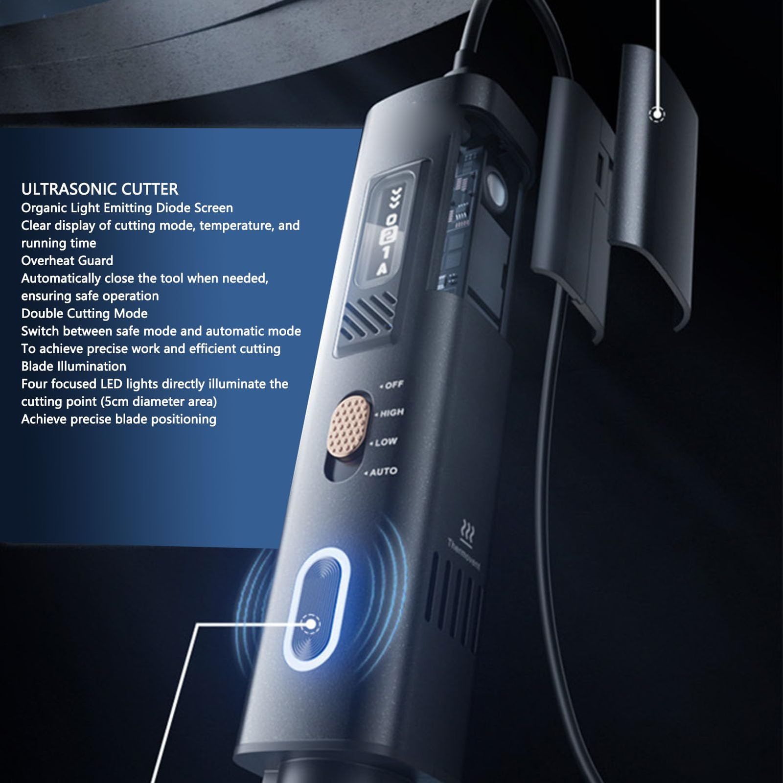 超音波カッター 40 kHz 交換用ブレード付属 3 D プリントモデル プラスチック 木材 樹脂 PCB回路基板 カーボンファイバーを切断 高精度ポータブル ハンドヘルド クラフト切断ツール