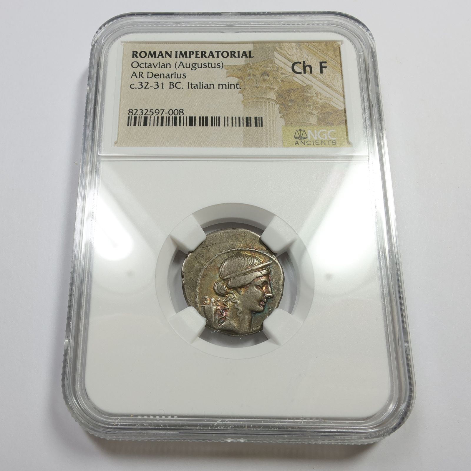 紀元前32～31年 NGC 古代ローマ帝国時代 - AR デナリ イタリア貨幣