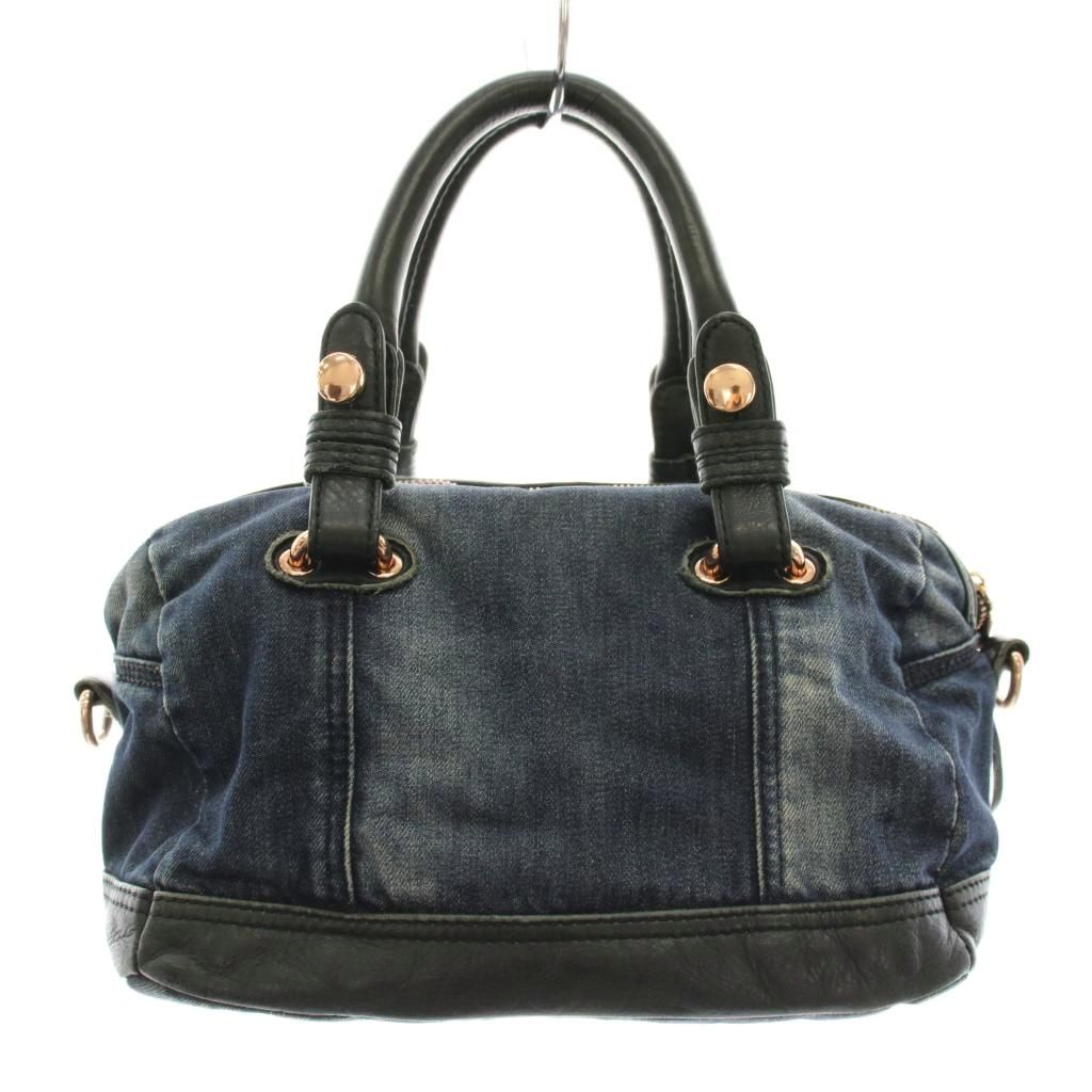 美品　DIESEL　ショルダーバッグ　レザー　デニム　レザー　黒 ディーゼル DIESEL デニムハンドバッグ ショルダーバック 2way レザー